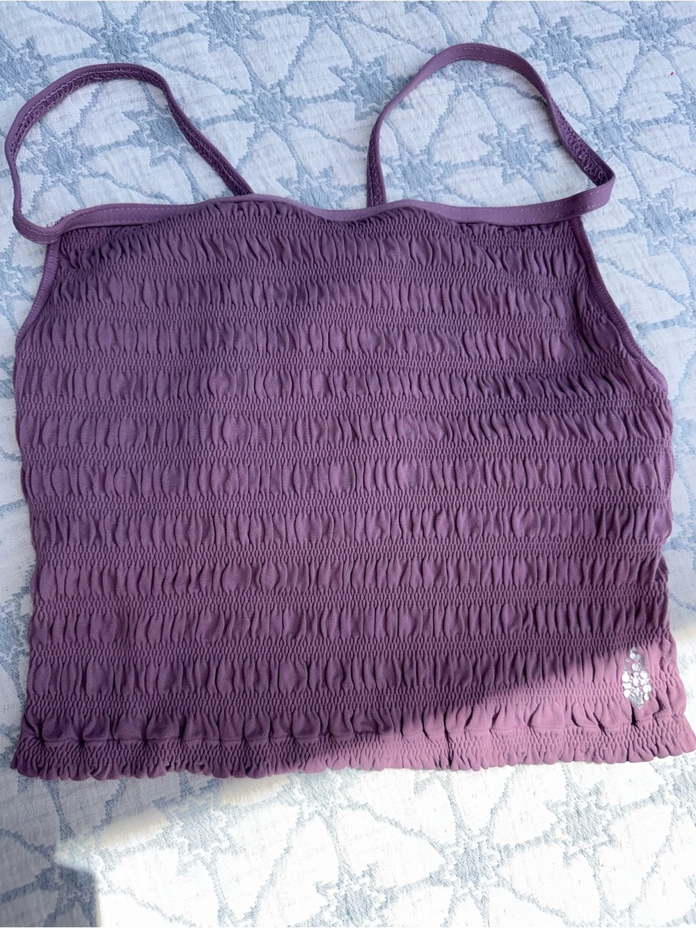 Free people Smocked Spaghetti Strap Tank Top - mauve purple like new